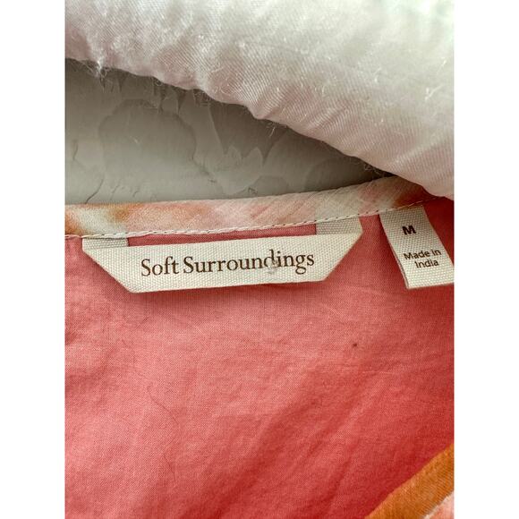 SOFT SURROUNDINGS | Pink Tie-Dye Sheer Layered Blouse Boho Bell Sleeves | Medium - Picture 6 of 8